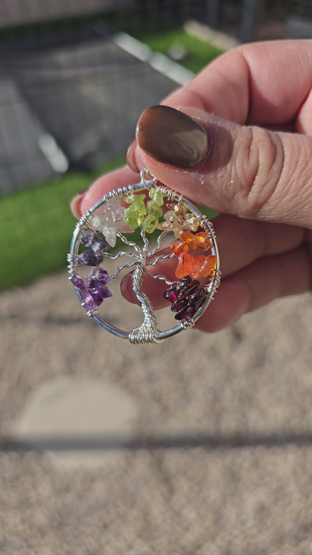 Pendentif Arbre de Vie / 7 chakras Équilibre énergétique & Harmonisation (Pierres naturelles)