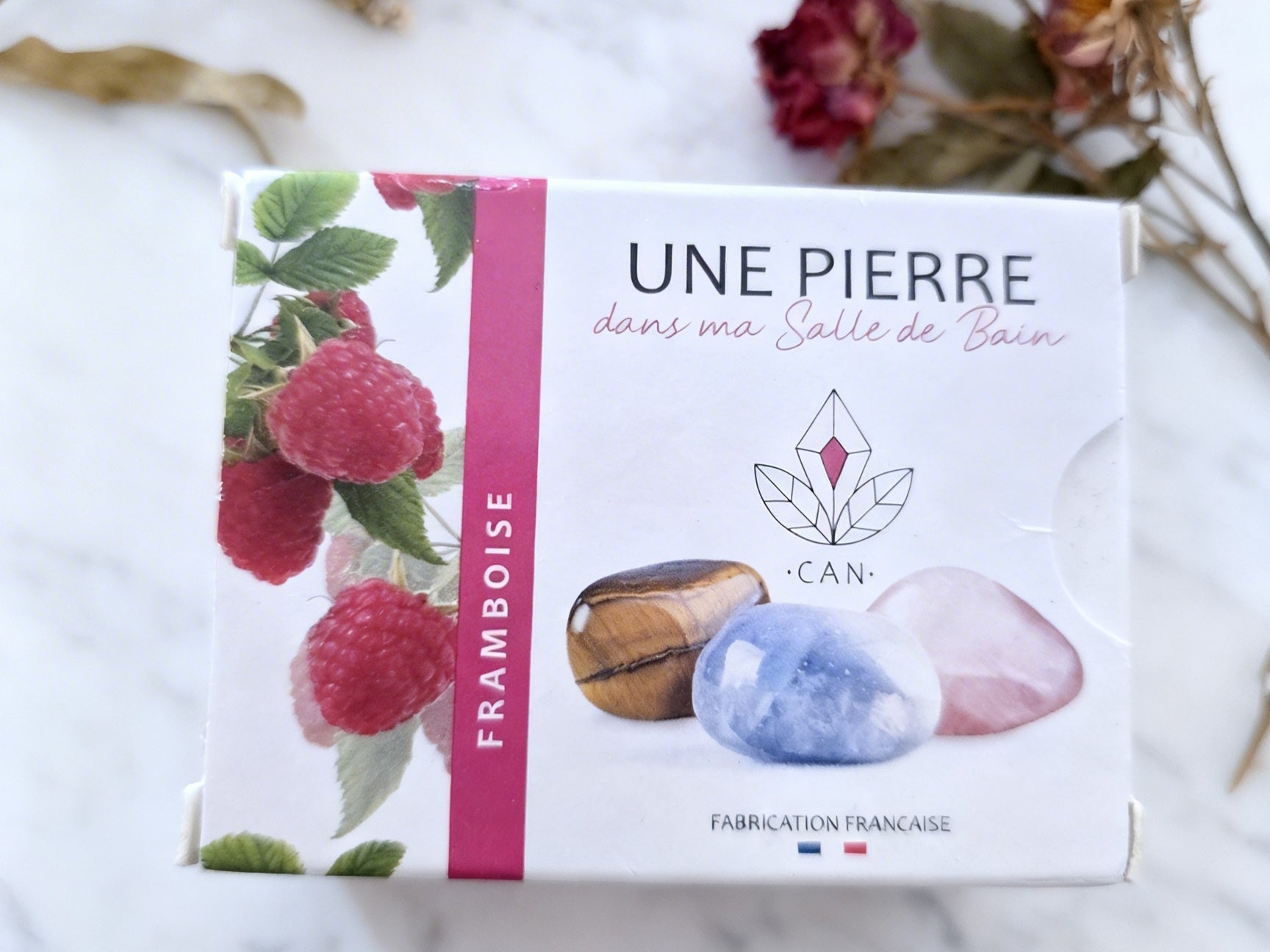 Savon Framboise avec pierre naturelle