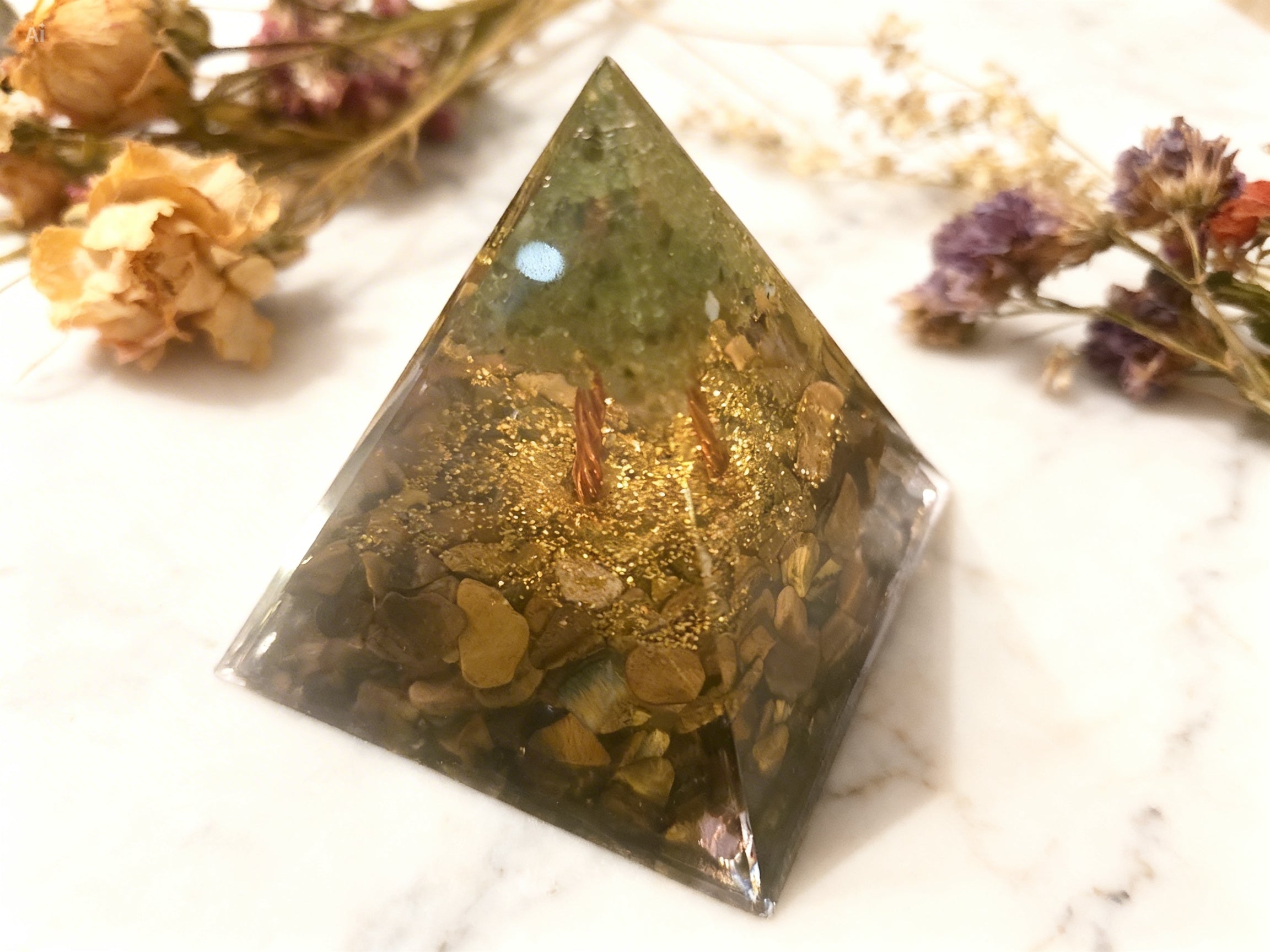 Organite Aventurine verte et oeil de tigre Chance & Protection (Pierres naturelles)