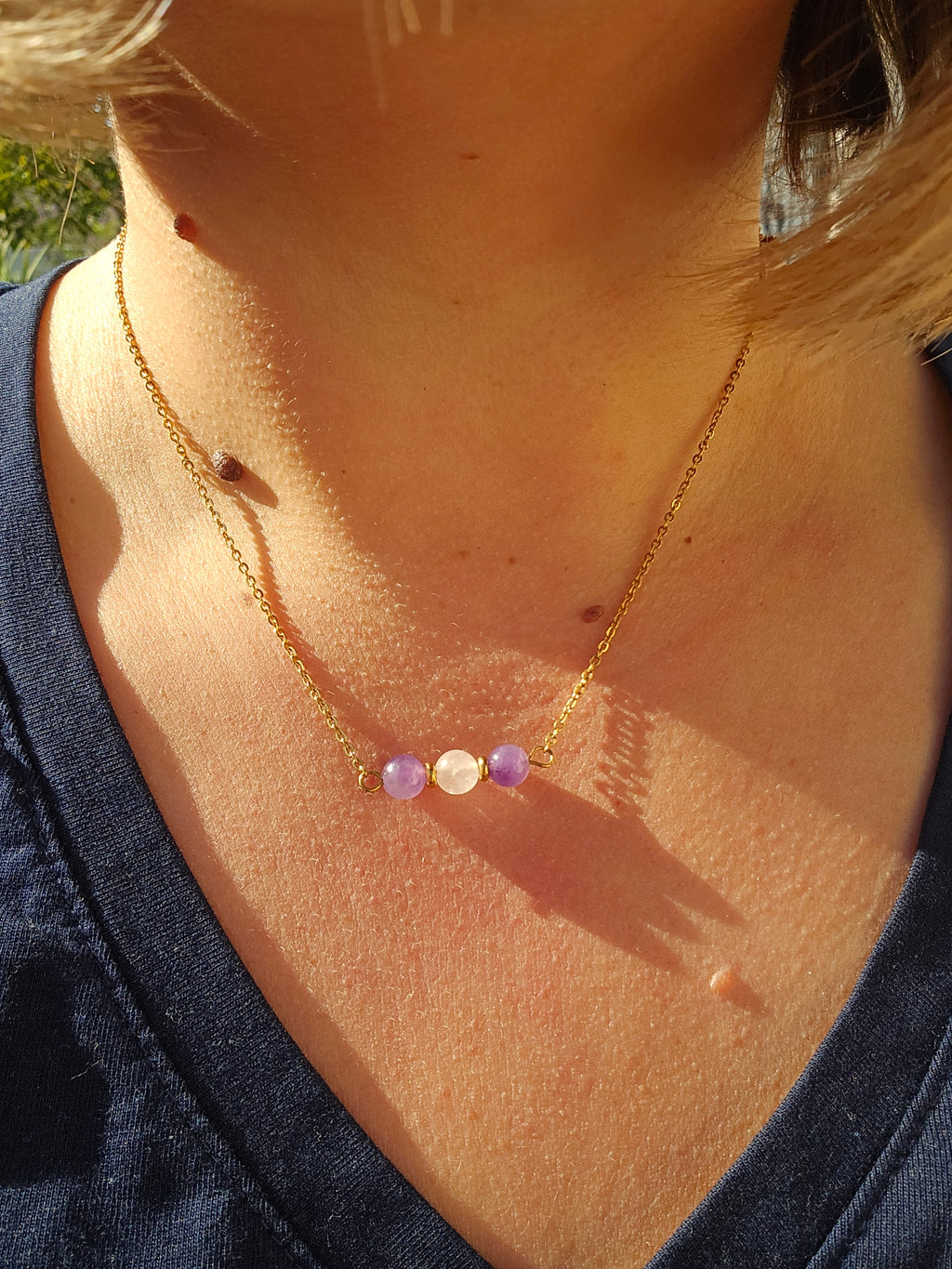 Collier Améthyste et Quartz rose - Équilibre et Bien-être