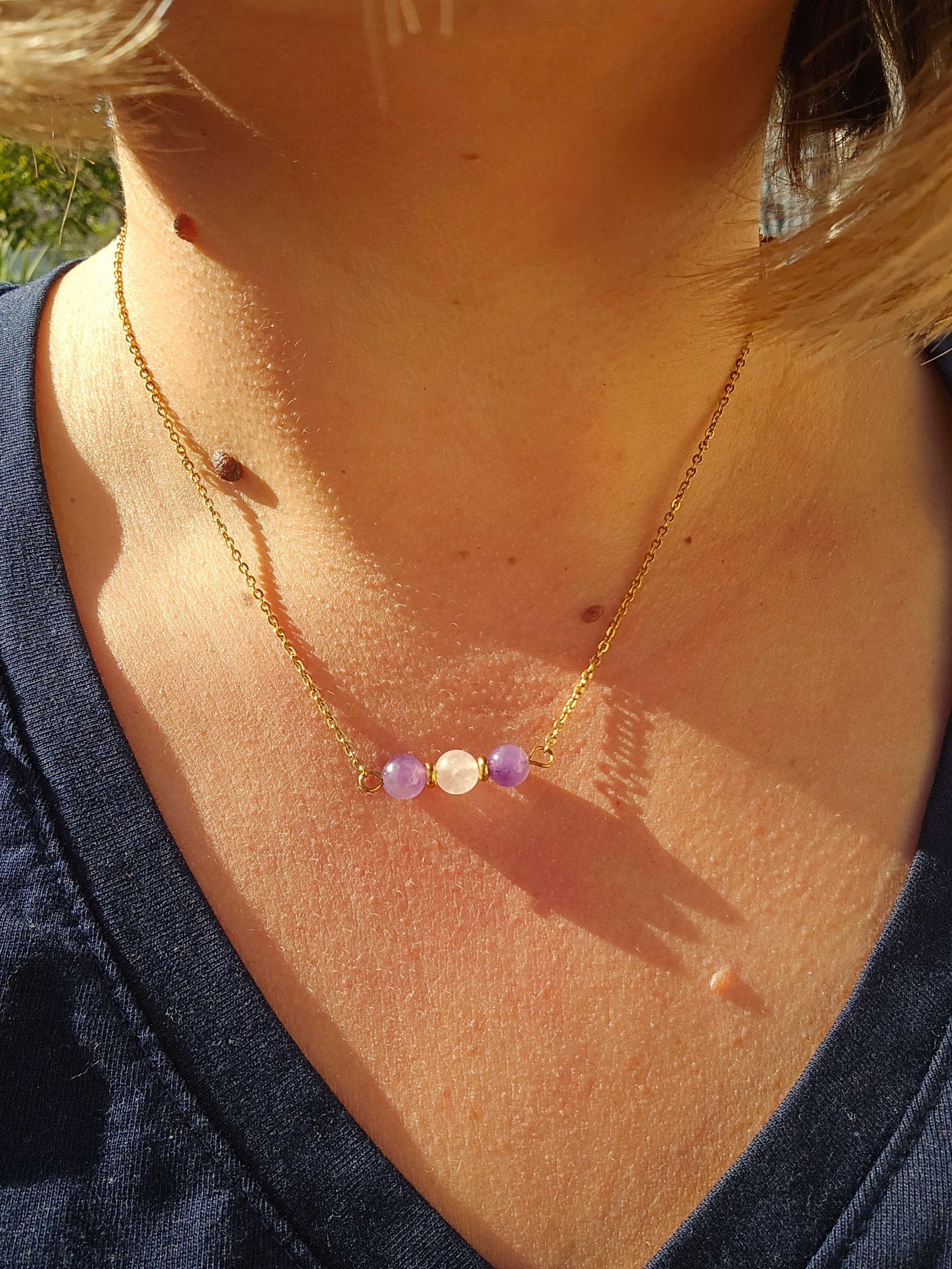 Collier Améthyste et Quartz rose - Équilibre et Bien-être