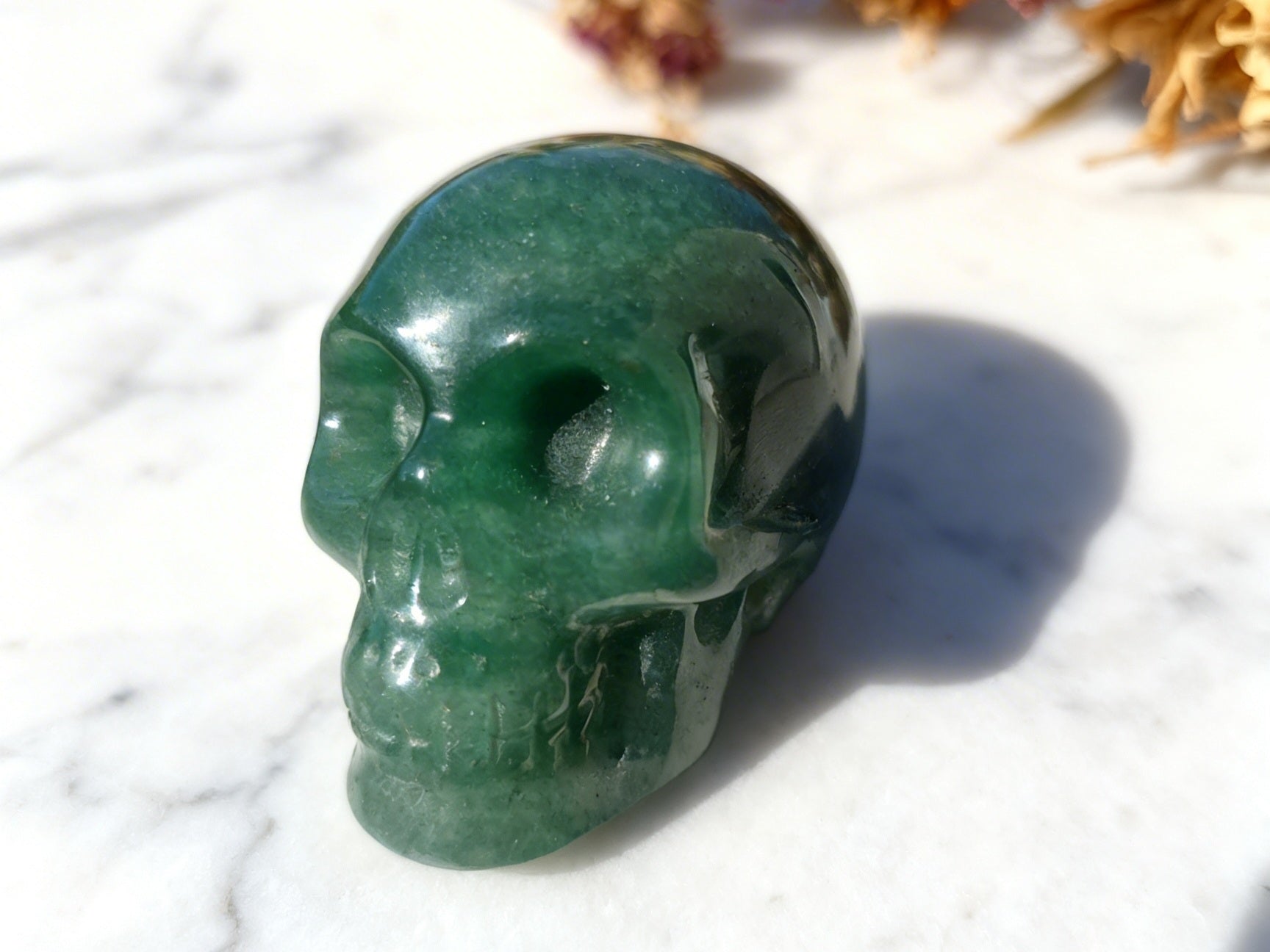 Crâne aventurine verte Chance & Sérénité (Pierre naturelle)