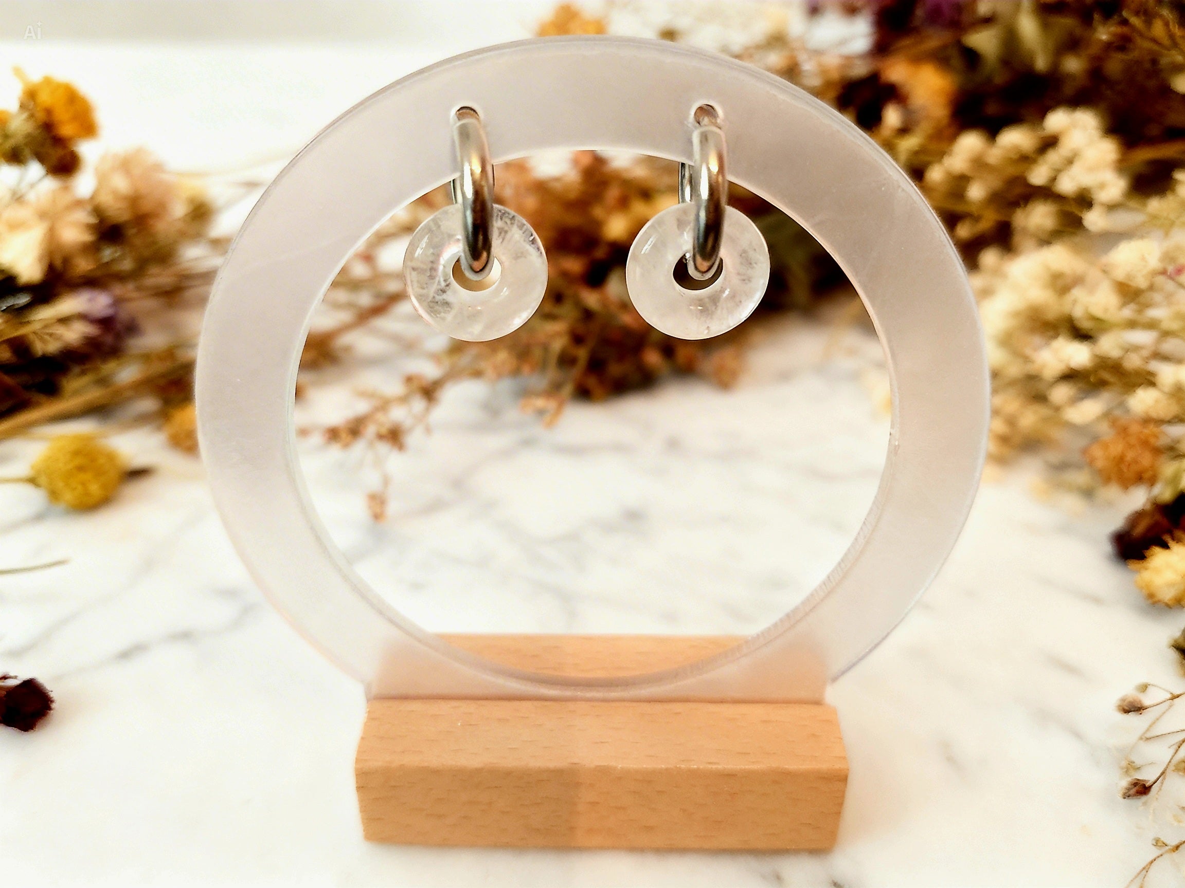 Boucles d'oreille Cristal de Roche Énergie & Amplification (Pierre naturelle)