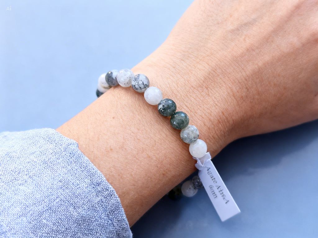 Bracelet 6 mm Agate arbre Équilibre & Harmonie intérieure