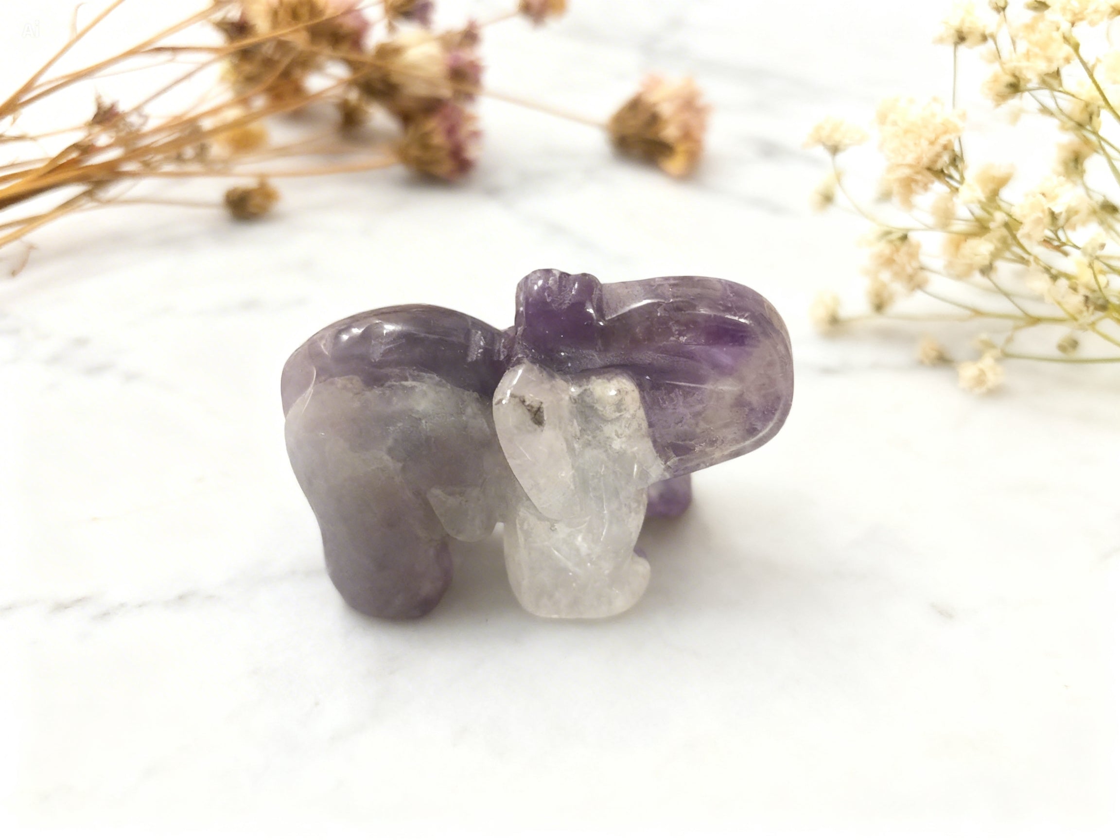 Éléphant 50mm Améthyste – Apaisement & Anti-stress (Pierre naturelle)