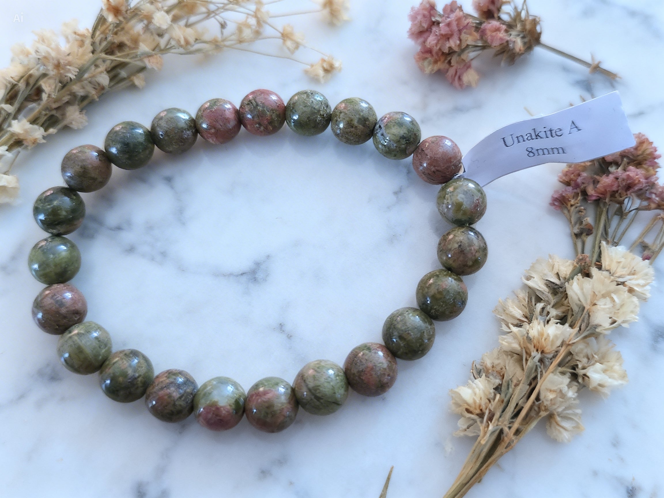 Bracelet  8mm unakite Équilibre émotionnel & Lâcher-prise