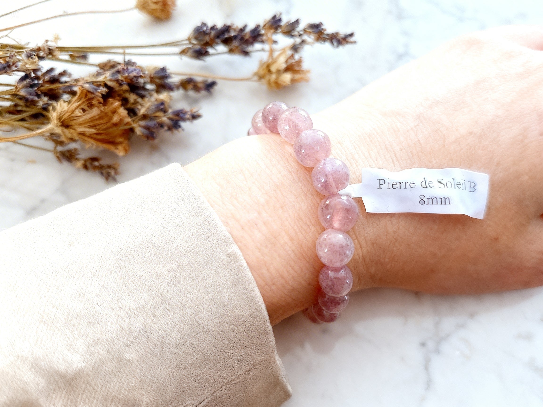 Bracelet  8 mm Pierre de soleil Joie & Énergie positive