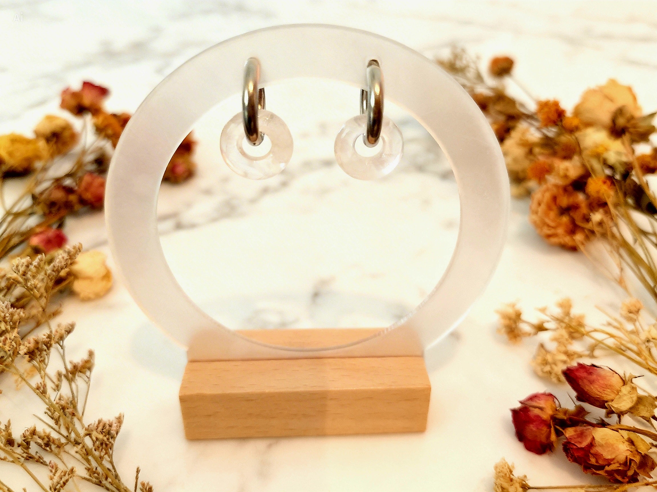 Boucles d'oreille Quartz Rose – Amour & Confiance en soi (Pierre naturelle)