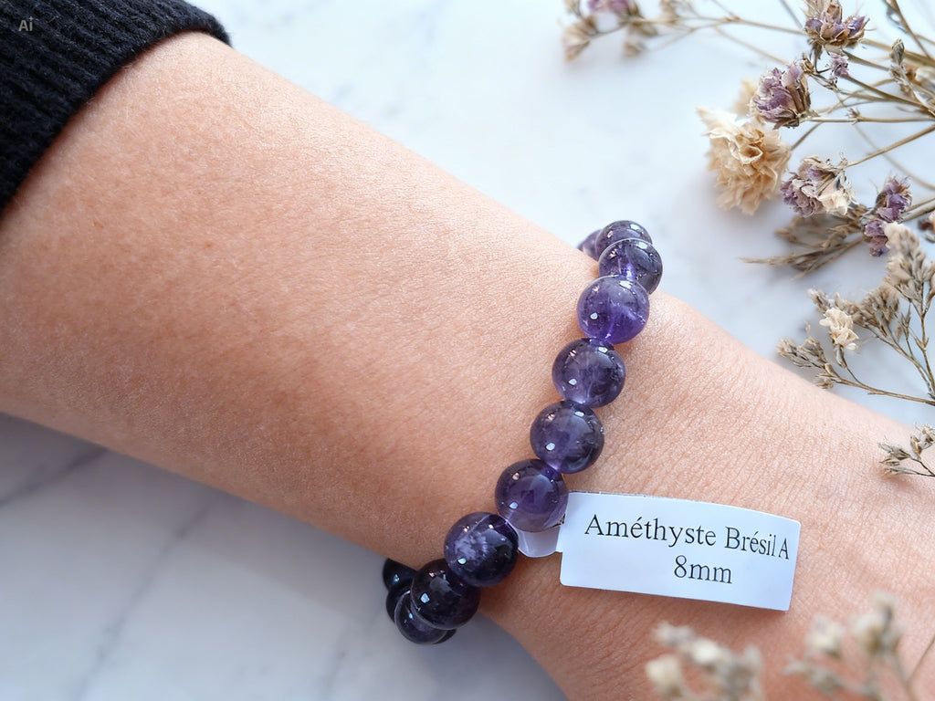 Bracelet Améthyste – Apaisement & Anti-stress (Pierre naturelle) 8mm