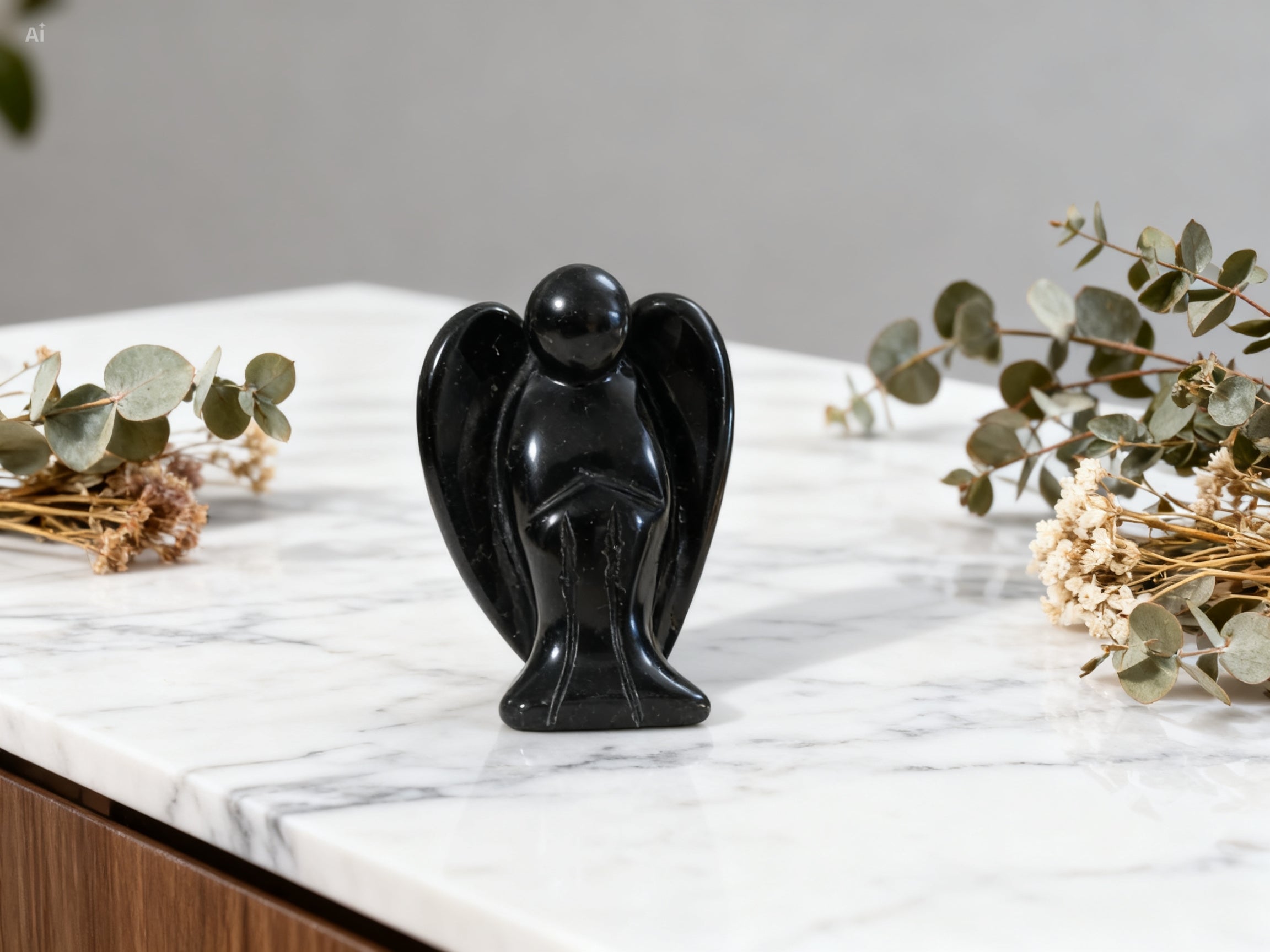 Ange Obsidienne noire 50mm - pierre naturelle de protection