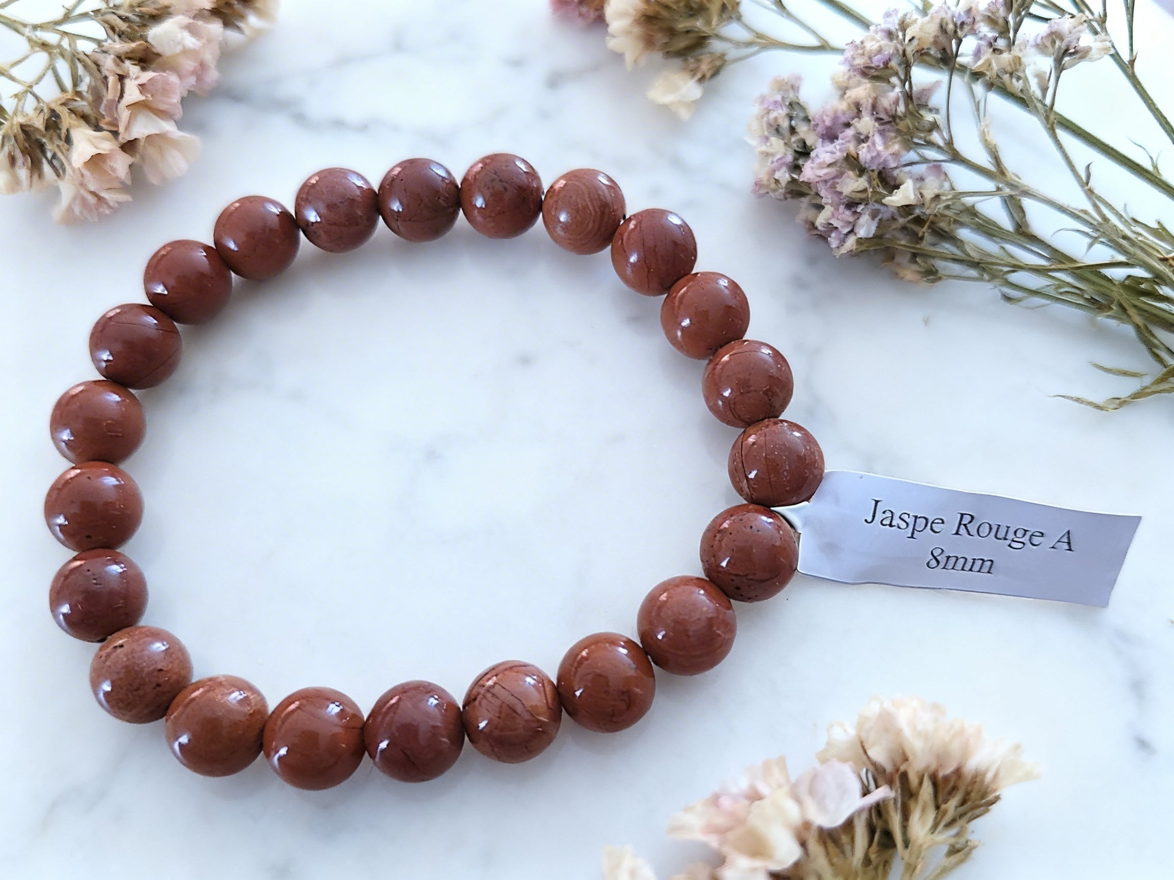 Bracelet 8mm Jaspe Rouge – Force & Équilibre (pierre naturelle)