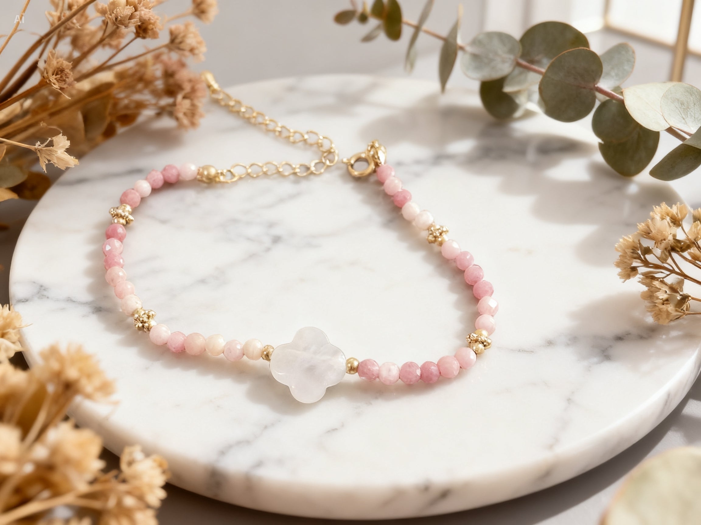 Bracelet Rhodonite & Quartz Rose - Amour de soi