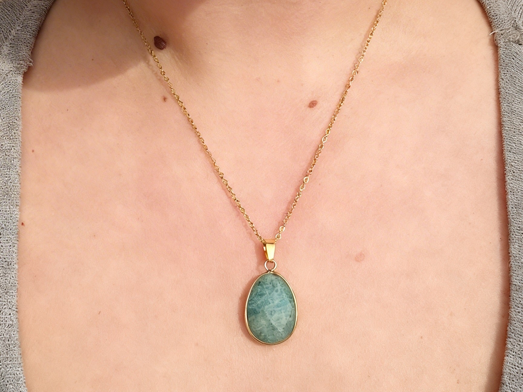 Pendentif serti Amazonite Sérénité & Expression émotionnelle