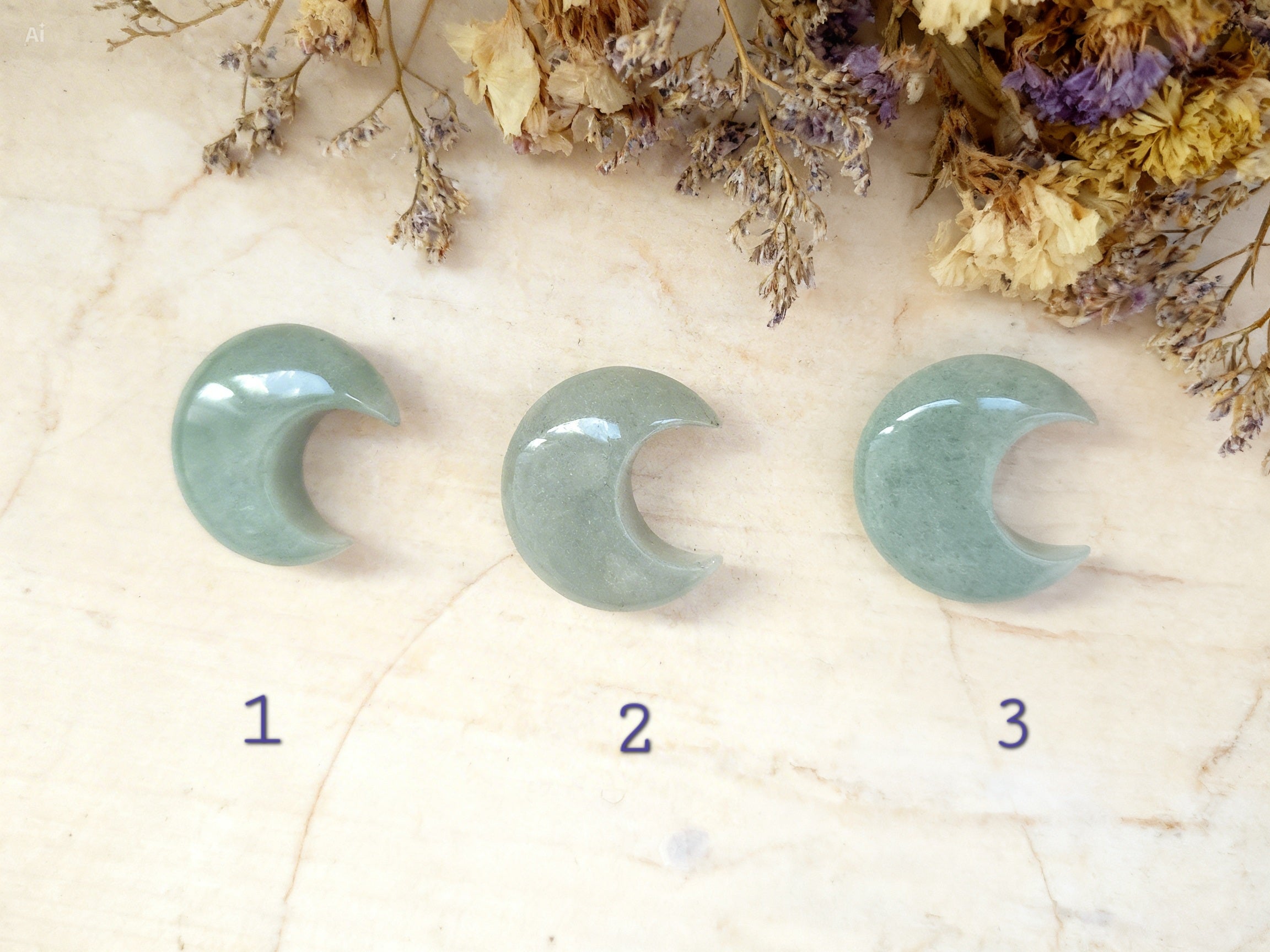 Lune en Aventurine Verte 30mm– Pierre naturelle, chance et apaisement