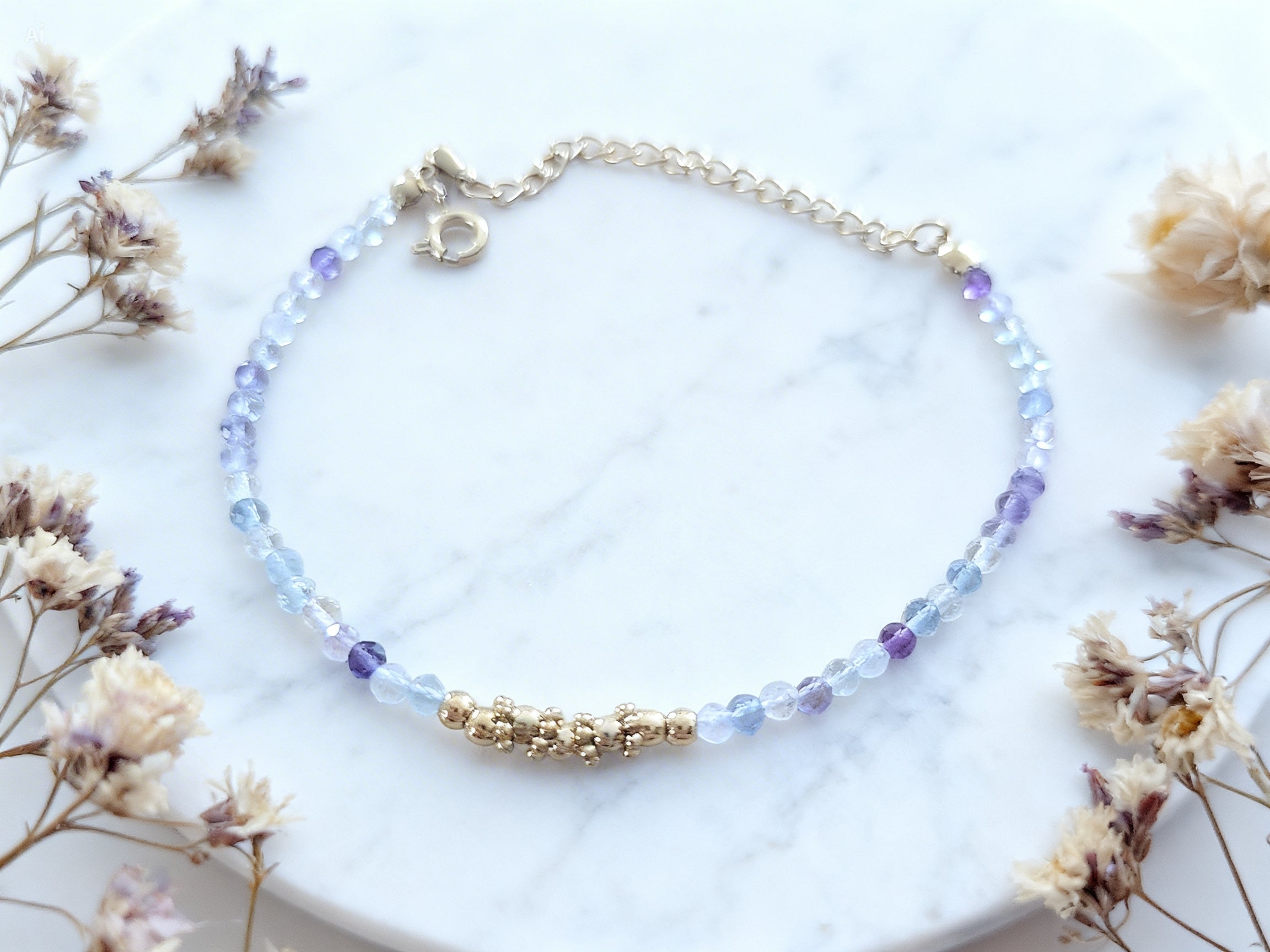 Bracelet Fluorine multicolore doré Concentration & Clarté mentale