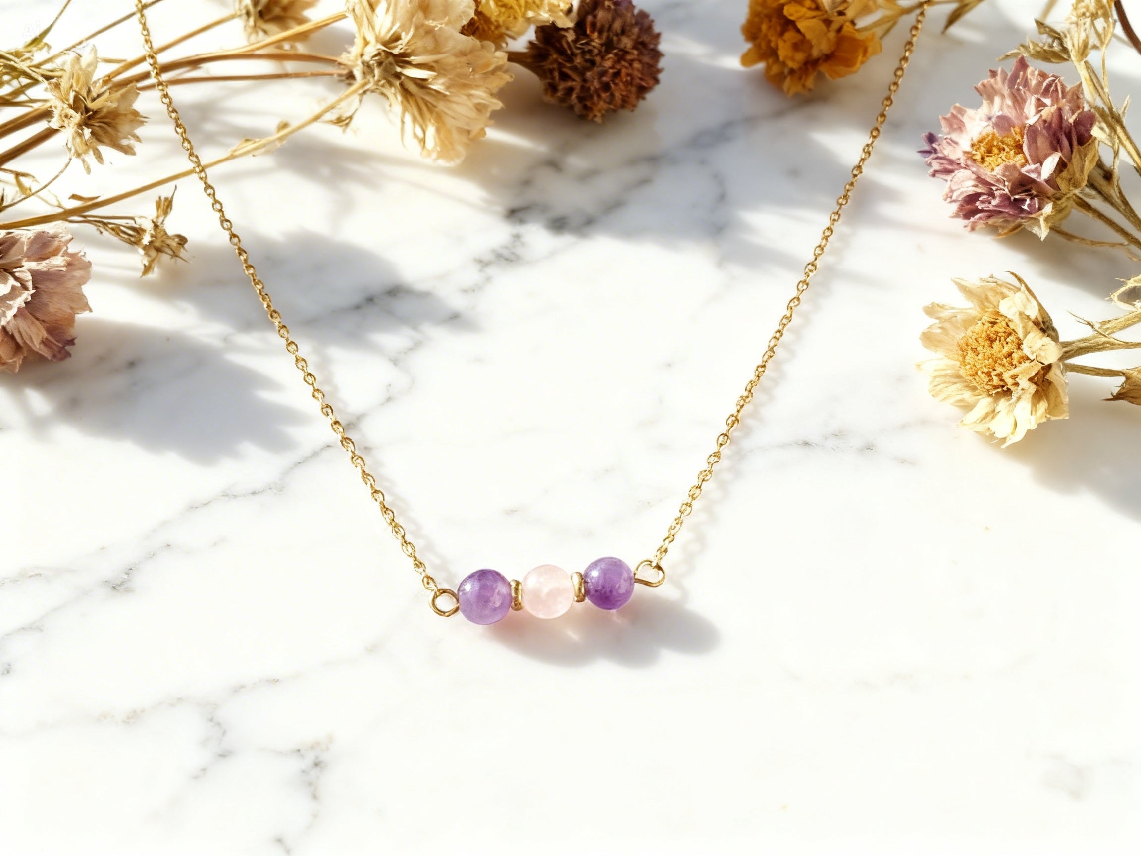 Collier Améthyste et Quartz rose - Équilibre et Bien-être