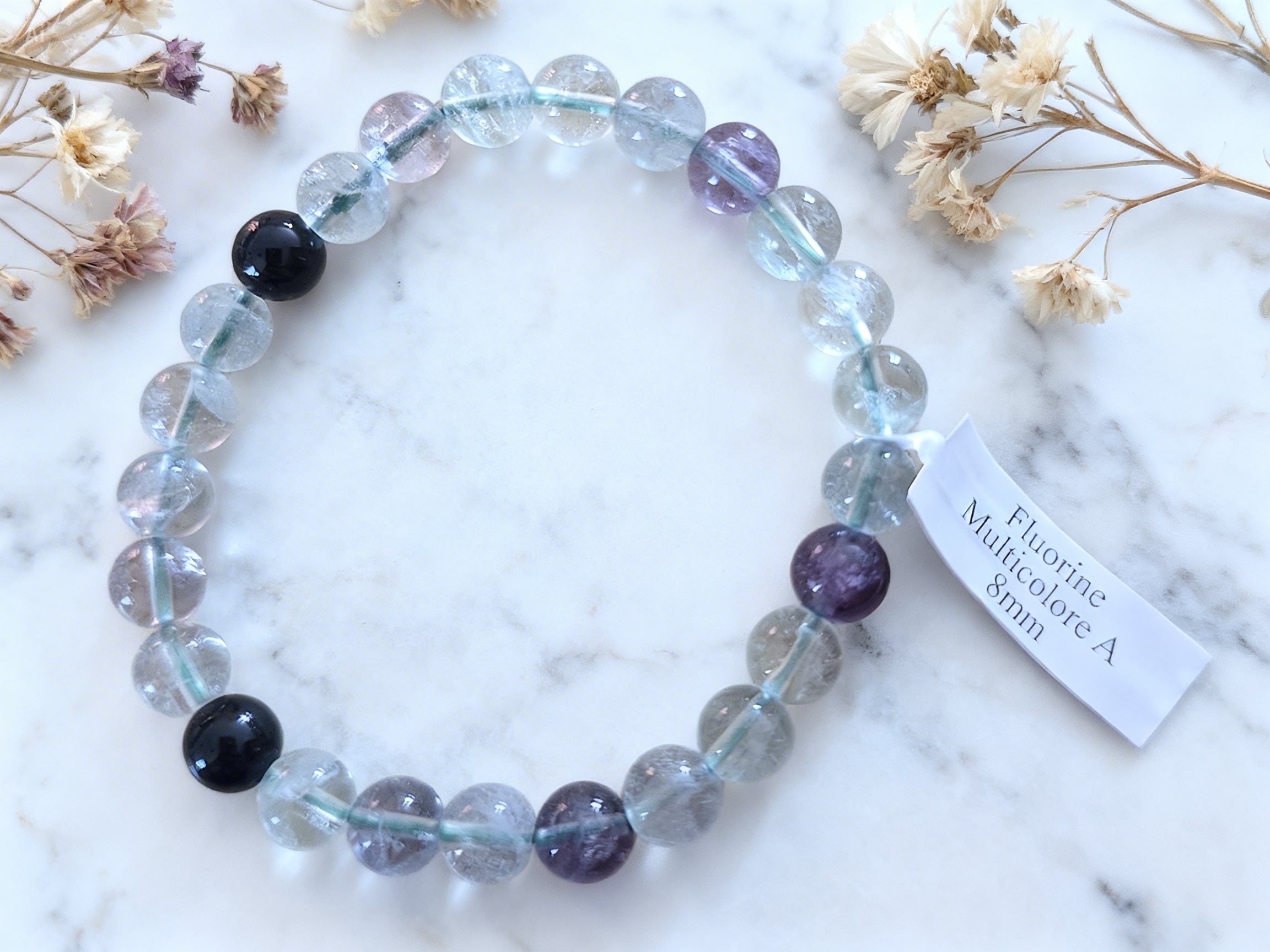 Bracelet 8 mm Fluorine multicolore Concentration & Clarté mentale