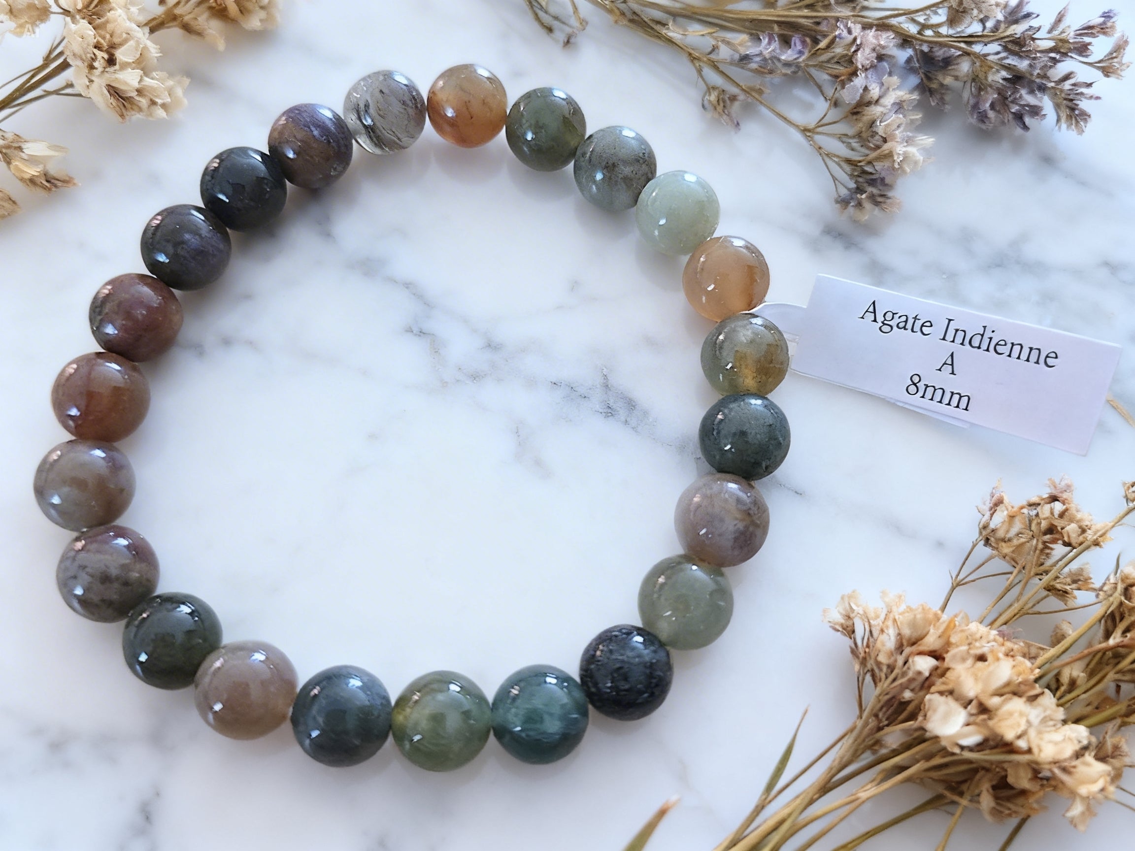 Bracelet 8 mm Agate indienne Équilibre & Harmonie intérieure