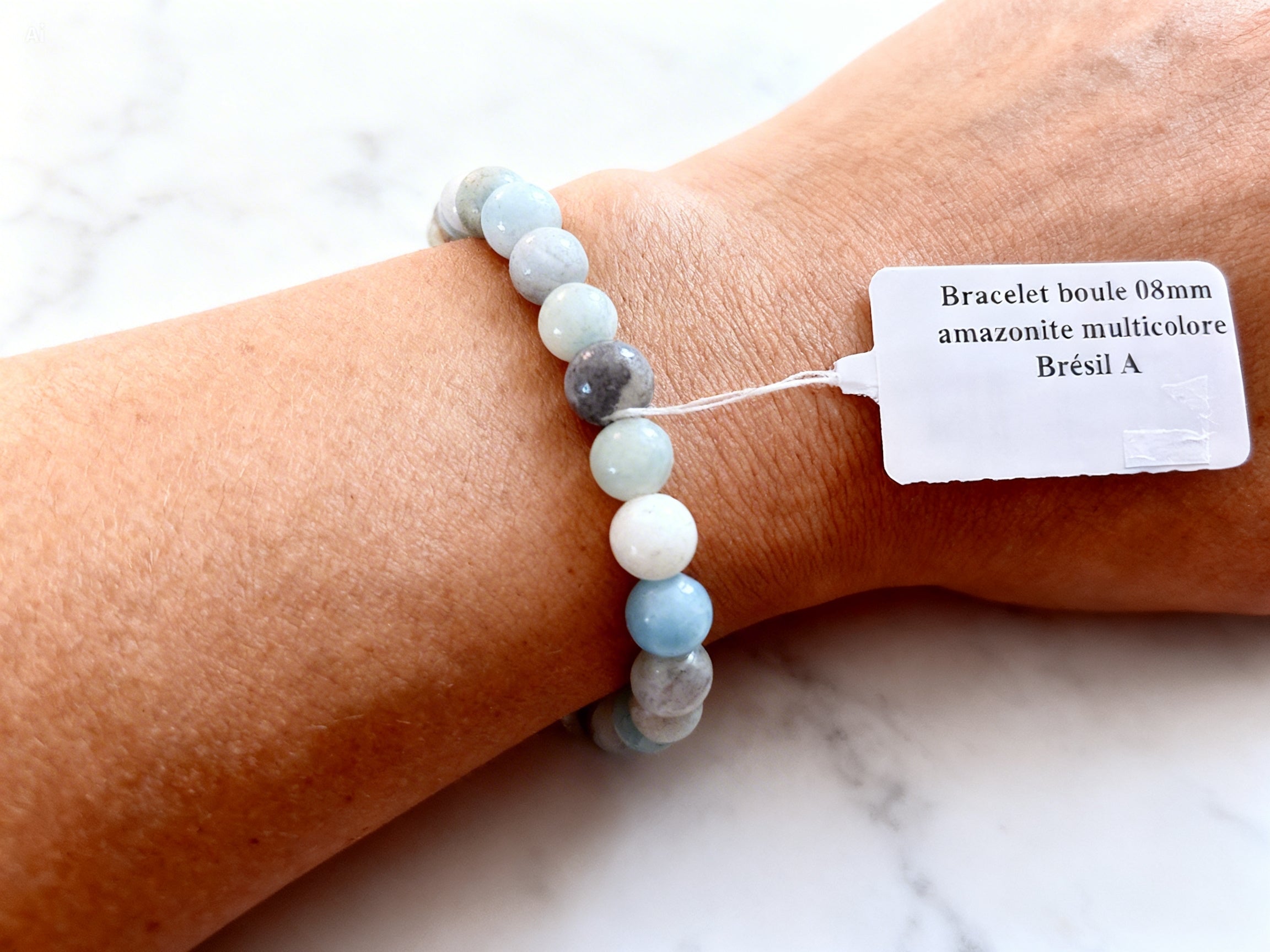 Bracelet 8 mm Amazonite multicolore Sérénité & Expression émotionnelle
