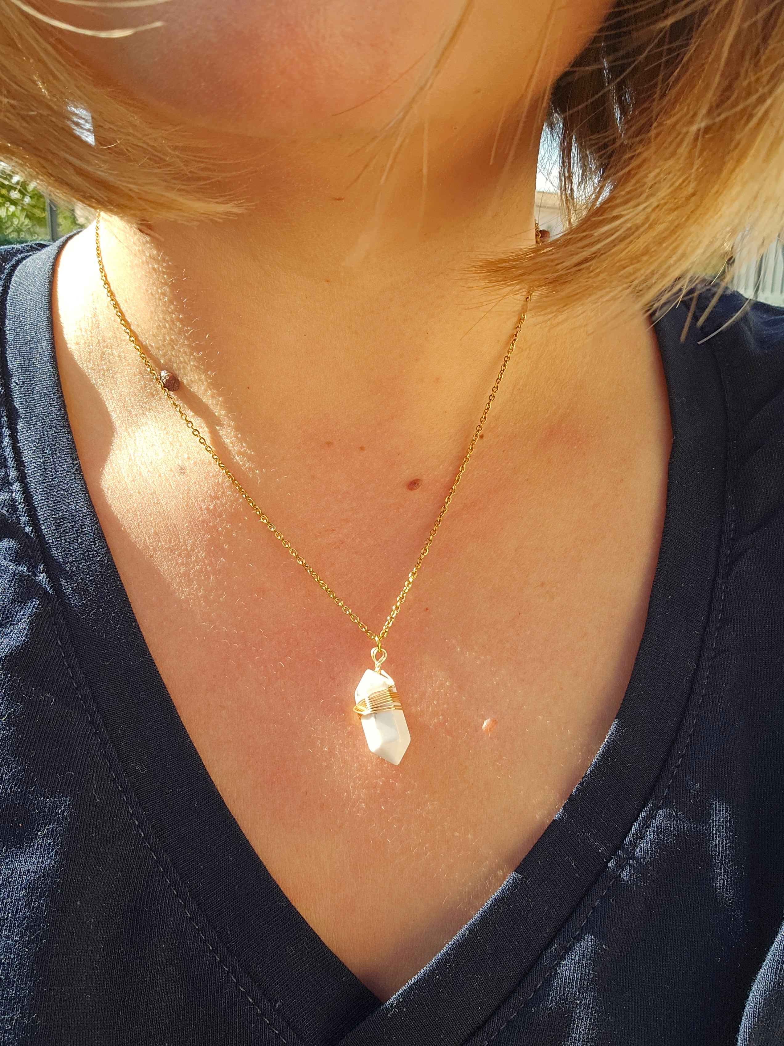 Collier Howlite – Calme mental & Sommeil profond (pierre naturelle)