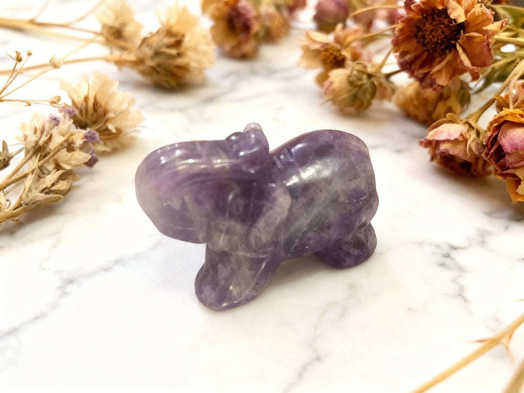 Éléphant 50mm Améthyste – Apaisement & Anti-stress (Pierre naturelle)