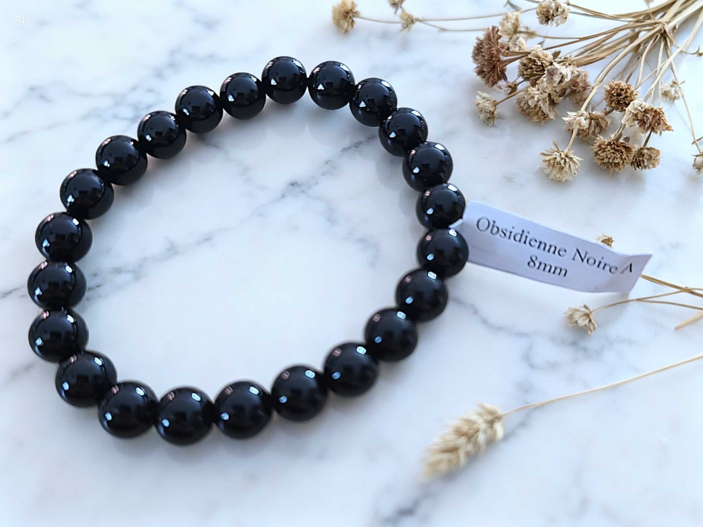 Bracelet 8 mm Obsidienne noire Protection puissante & Ancrage (Pierre naturelle)