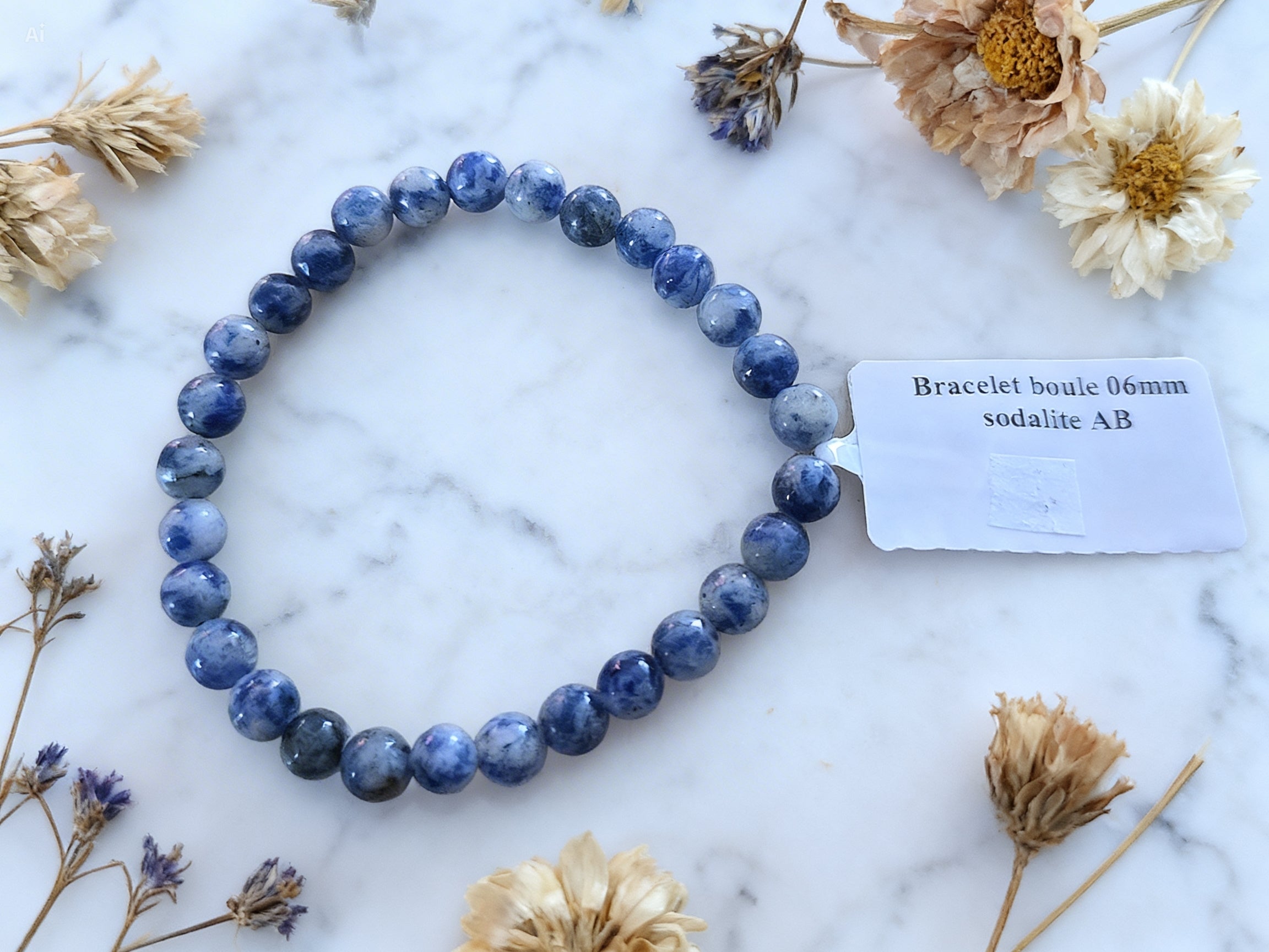 Bracelet 6mm Sodalite – Confiance & Clarté mentale
