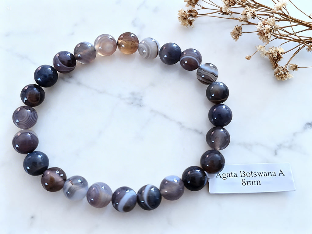 Bracelet 8 mm Agate Botswana Réconfort & Apaisement émotionnel