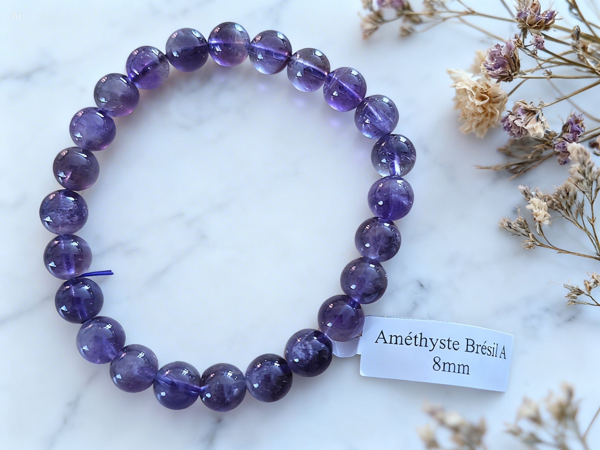 Bracelet Améthyste – Apaisement & Anti-stress (Pierre naturelle) 8mm