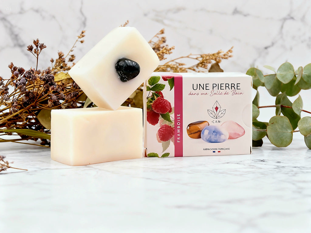 Savon Framboise avec pierre naturelle