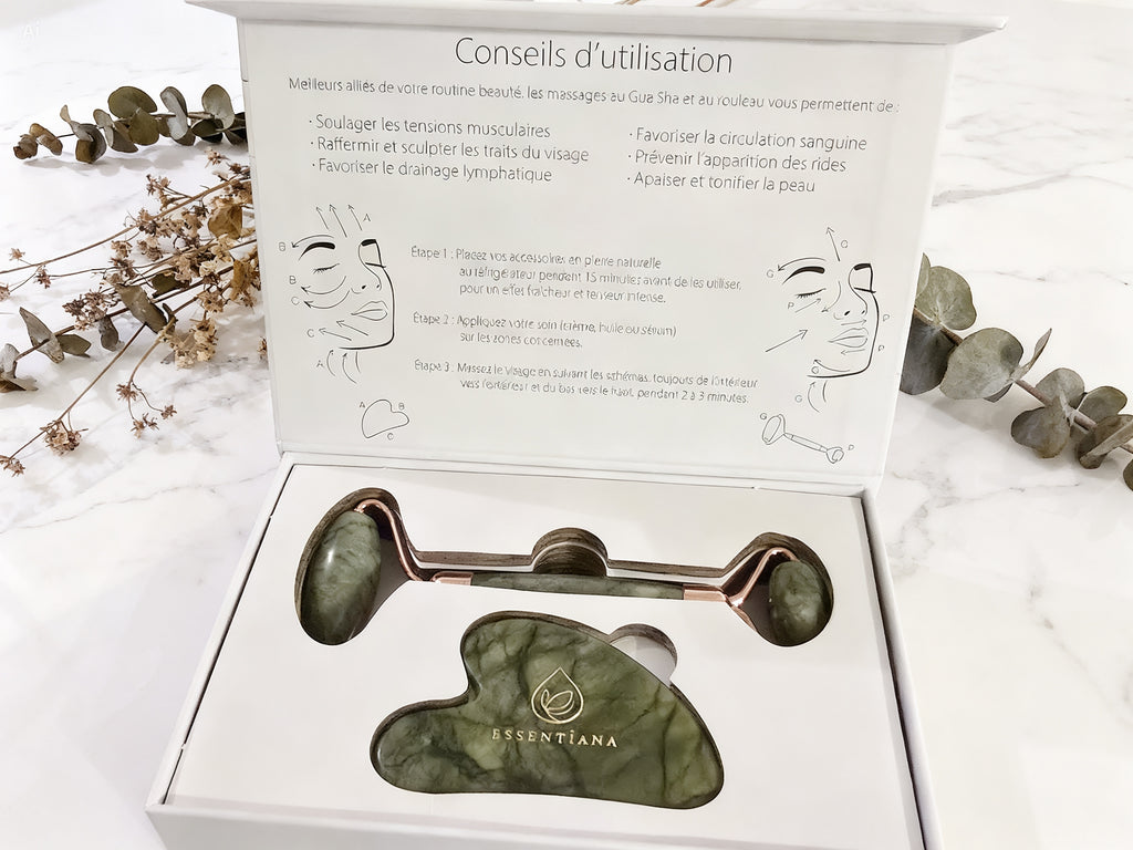 Coffret beauté Gua Sha & Rouleau de massage